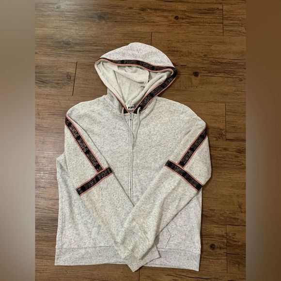 PINK VS GRAY BLING HOODIE / MATCHING SHORTS OUTFIT SET L - Picture 9 of 14